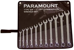 Paramount 022-11SSET Combination Wrench Set: 11 Pc, 1" 1/2" 11/16" 13/16" 15/16" 3/4" 3/8" 5/8" 7/16" 7/8" & 9/16" Wrench, Inch & Metric Image