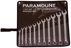 Combination Wrench Set: 11 Pc, 1" 1/2" 11/16" 13/16" 15/16" 3/4" 3/8" 5/8" 7/16" 7/8" & 9/16" Wrench, Inch & Metric