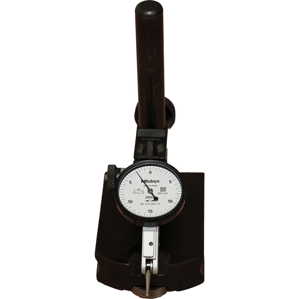 Mitutoyo Dial Test Indicator: 0-15-0, 0.000500" Accuracy, Horizontal - Series 513, 40.00 mm White Dial, 0.000500" Graduation, 0.0790" Ball, 0.7835"