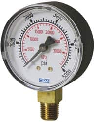 Wika 4253001 Pressure Gauge: 2" Dial, 0 to 1,000 psi, 1/4" Thread, NPT, Lower Mount 