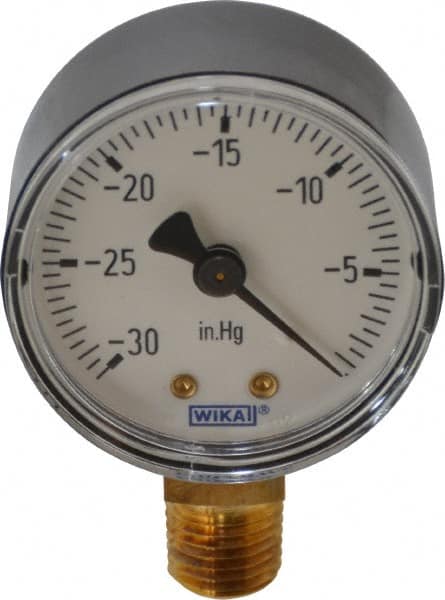 Wika 4252901 Pressure Gauge: 2" Dial, 0 to 30 psi, 1/4" Thread, NPT, Lower Mount 