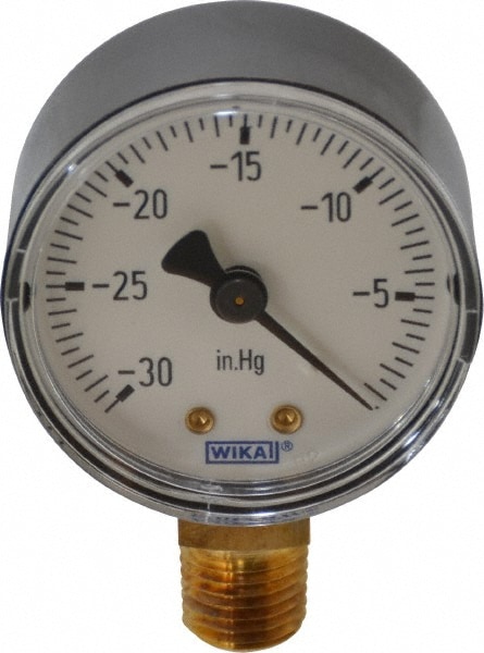 Wika 4252901 Pressure Gauge: 2" Dial, 0 to 30 psi, 1/4" Thread, NPT, Lower Mount Image