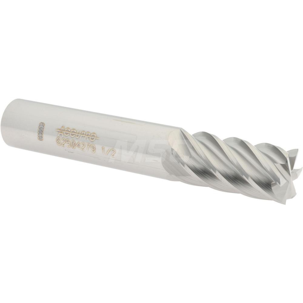 12183863 Square End Mill: 1/2 Dia, 1 LOC, 1/2 Shank Dia, 3 OAL, 6 Flutes, Solid Carbide  