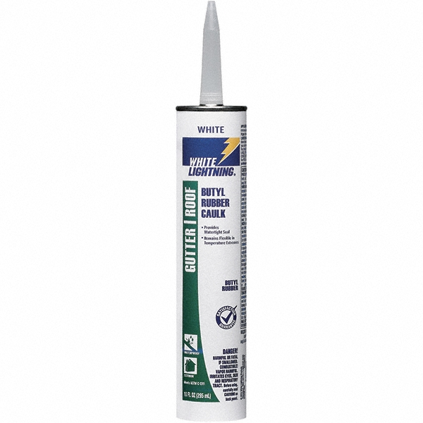 Caulk: 10 oz Cartridge, White, Butyl Rubber - -40 to 180 &deg; F Operating Temp