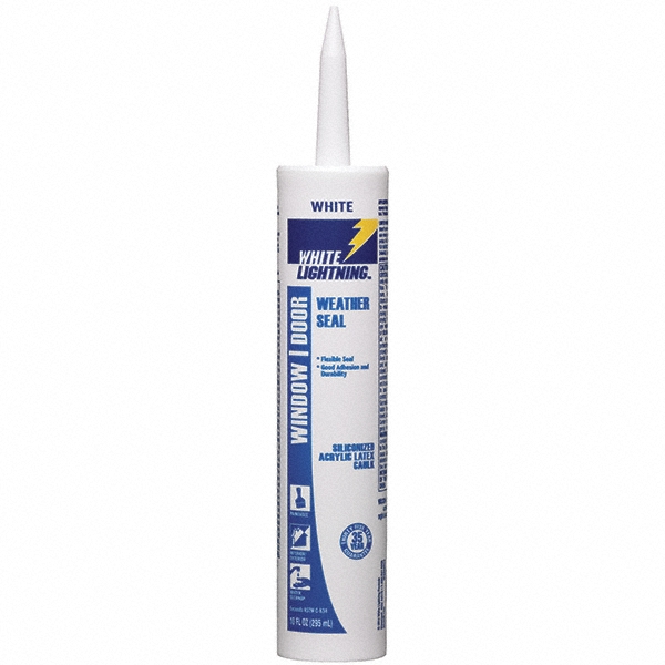 Caulk: 10 oz Cartridge, White, Acrylic & Silicone Hybrid - -30 to 180 &deg; F Operating Temp, 12 min Tack Free Dry Time