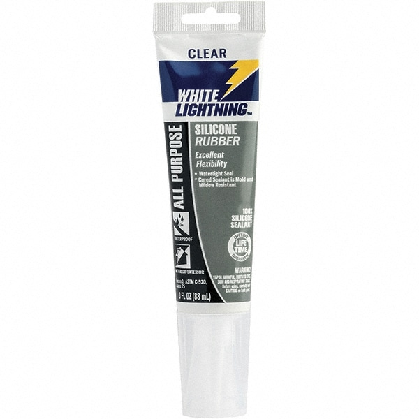 White Lightning - Joint Sealant: 3 oz Cartridge, Clear, RTV Silicone -  62513775 - MSC Industrial Supply