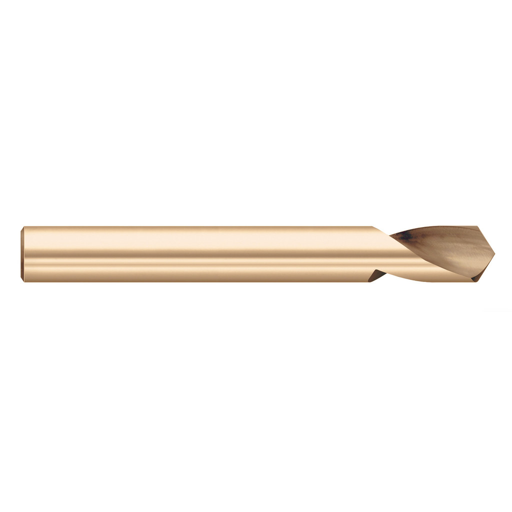 Titan USA Spotting Drill: 1/4" Dia, 120 deg, 2-1/2" OAL, Cobalt M-42 - 1" Flute Length, 1/4" Shank Dia, Gold Oxide Finish, Right Hand Cut, Series