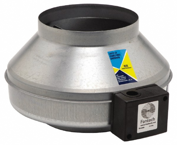 8" Dia, 1.14 Amp, 120 Volt Duct Fan - 461 CFM, 2,550 RPM, 0.183 hp, Variable Speed