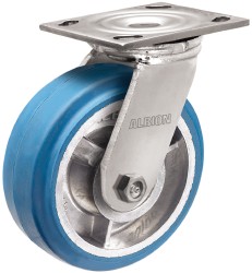 Albion Swivel Top Plate Caster: Neoprene, 500 lb, 4" Dia, 2" Wide, 5-5/8" OAH - 4 x 4-1/2" Plate, 3 x 3-5/8" Bolt Hole Pattern | 6-Pack
