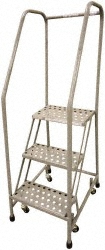 Steel Rolling Ladder: 450 lb Capacity, 5 Step - Perforated Tread, Assembled