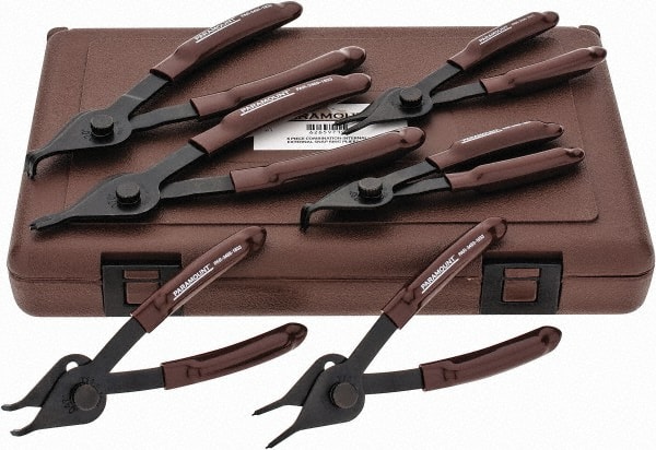 Retaining Ring Plier Set: Internal/External, For 3/8 in to 3 in Bore Dia,  0°_45°_90° Tip Angle