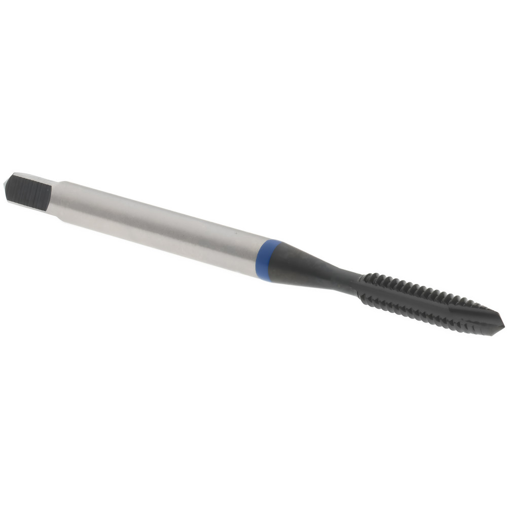Spiral Point Tap: #4-40, 2 Flutes, Plug, 2B/3B Class of Fit, Vanadium High Speed Steel, Oxide Coated