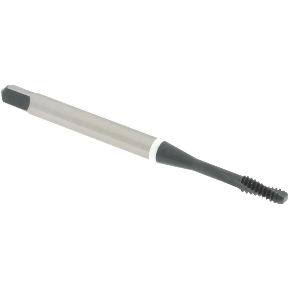 Spiral Flute Tap: #4-40, 2 Flute, Modified Bottoming, 2B & 3B Class of Fit, Vanadium High Speed Steel, Nitride Finish