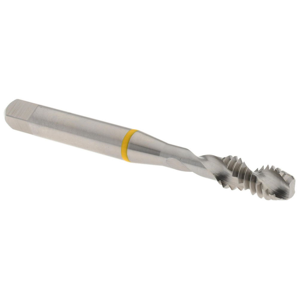 Spiral Flute Tap: 1/4-20, 2 Flutes, Modified Bottoming, 3B Class of Fit, Vanadium High Speed Steel, Bright/Uncoated
