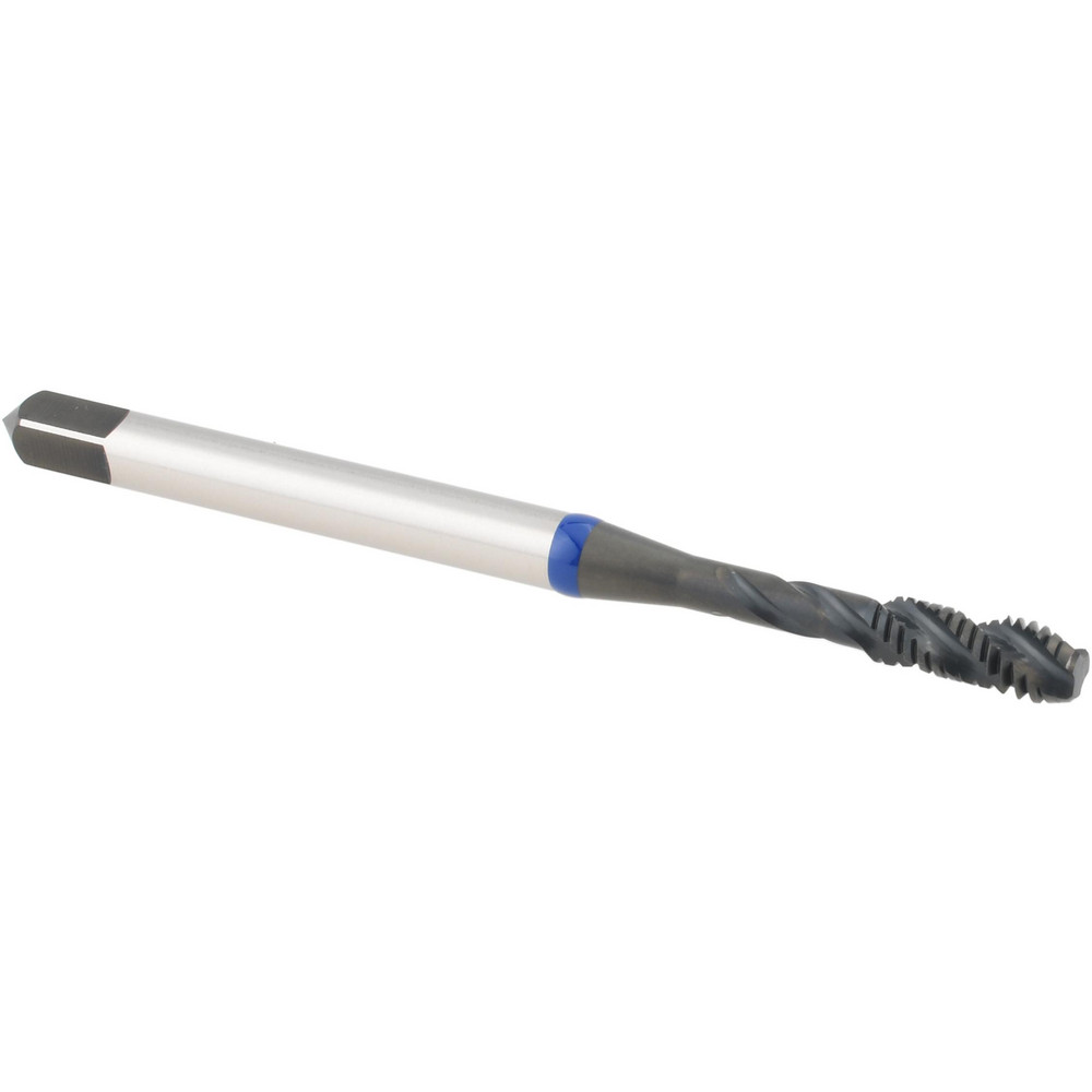 Spiral Flute Tap: #6-40, 3 Flutes, Modified Bottoming, Vanadium High Speed Steel, Oxide Coated