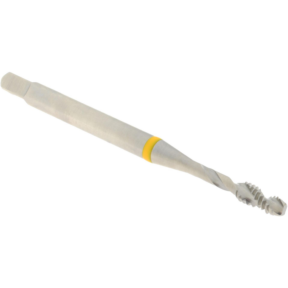 Spiral Flute Tap: #4-40, 2 Flute, Modified Bottoming, 2B Class of Fit, Vanadium High Speed Steel, Bright/Uncoated