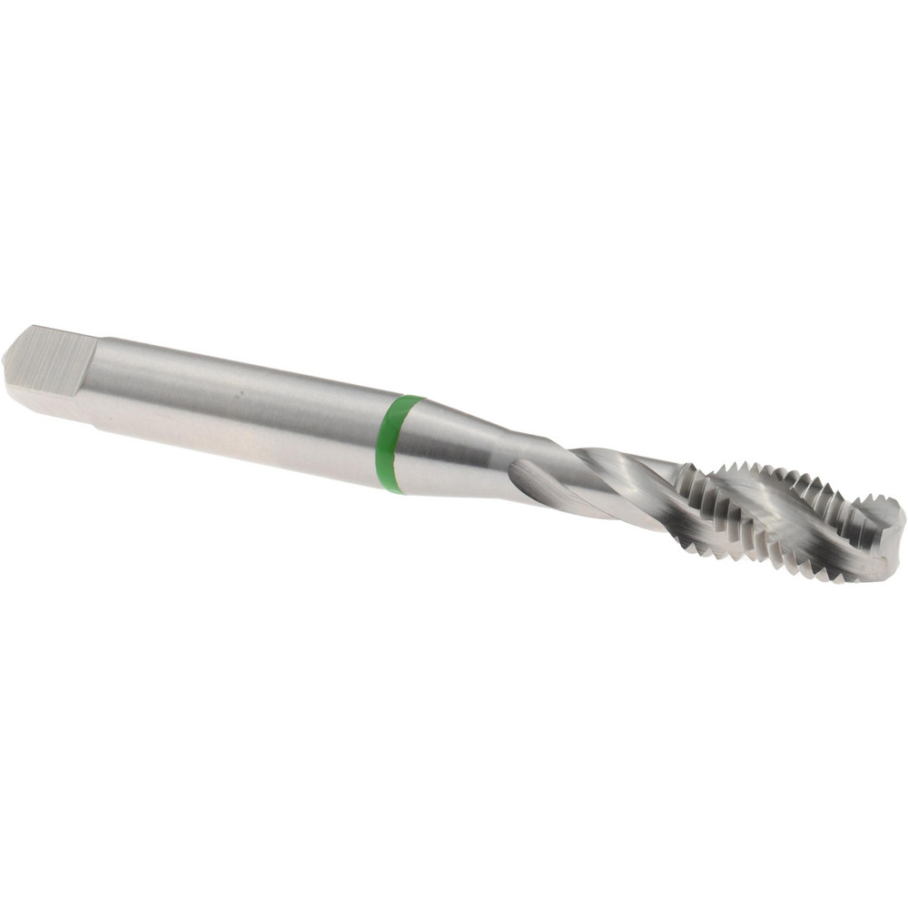Spiral Flute Tap: 1/4-28, 3 Flutes, Modified Bottoming, 2B Class of Fit, Vanadium High Speed Steel, Bright/Uncoated