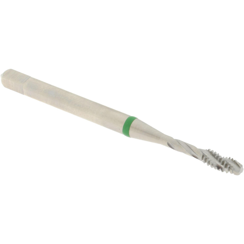 Spiral Flute Tap: #4-40, 3 Flute, Modified Bottoming, 2B Class of Fit, Vanadium High Speed Steel, Bright/Uncoated