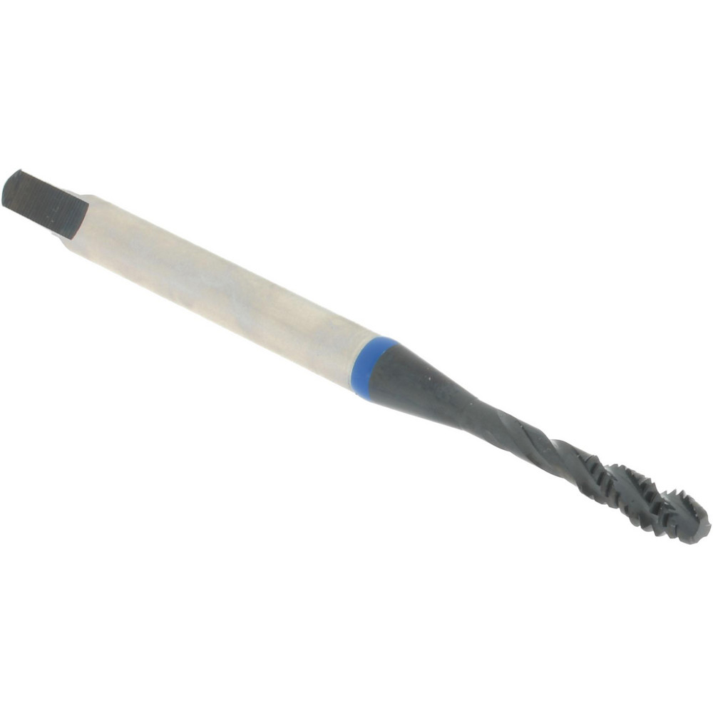 Spiral Flute Tap: #4-40, 3 Flute, Modified Bottoming, 2B Class of Fit, Vanadium High Speed Steel, Oxide Finish