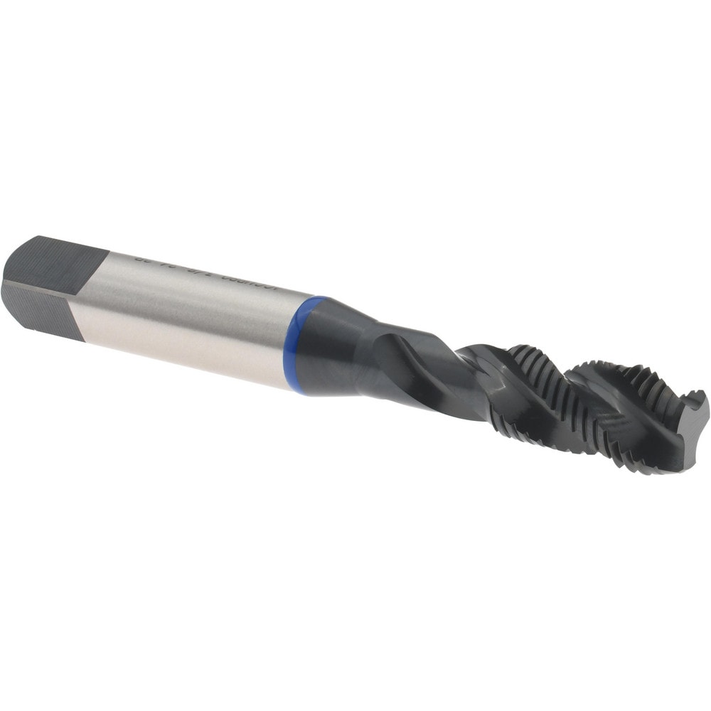 Spiral Flute Tap: 3/8-24, 3 Flutes, Modified Bottoming, 2B Class of Fit, Vanadium High Speed Steel, Oxide Coated