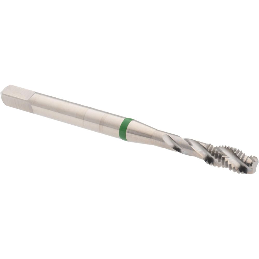 Spiral Flute Tap: #8-36, 3 Flute, Modified Bottoming, 2B Class of Fit, Vanadium High Speed Steel, Bright/Uncoated