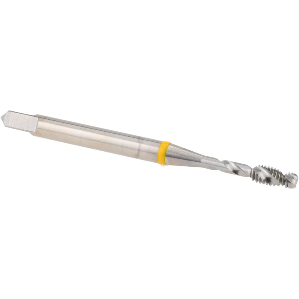 Spiral Flute Tap: #4-48, 2 Flutes, Modified Bottoming, 2B Class of Fit, Vanadium High Speed Steel, Bright/Uncoated