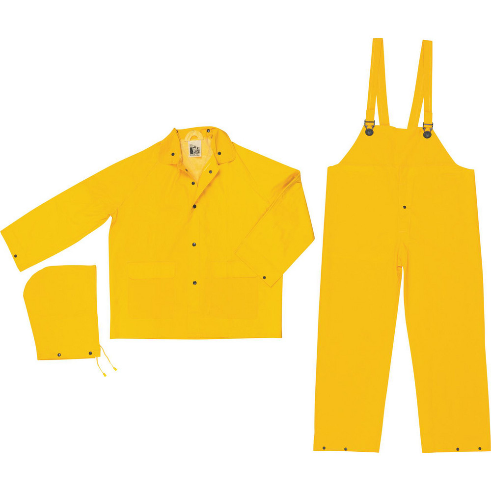 Rain Suit with Pants: Size 5X-Large, Non-Hazardous Protection, Yellow, Polyester & PVC