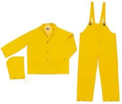 MCR SAFETY FR2003X2 Suit with Bib Overalls: Size 2XL, Yellow, Polyester & PVC 