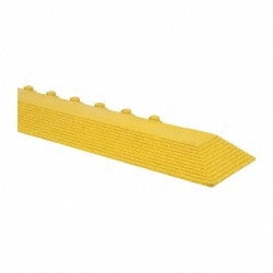 Wearwell 572.EDGINGMGRYL Anti-Fatigue Modular Tile Mat: Dry & Wet Environment, 39" Length, 3" Wide, 5/8" Thick, Yellow 