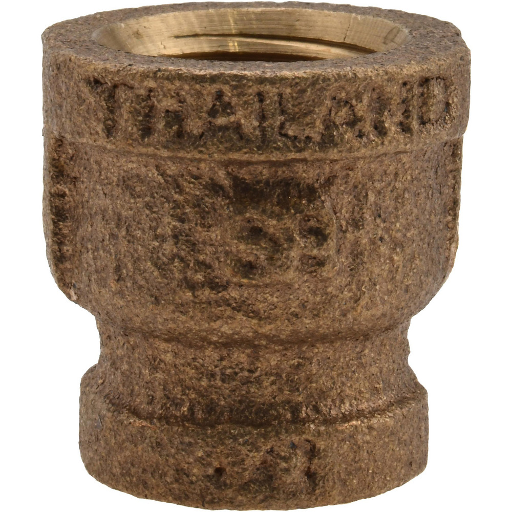 Brass Pipe Reducing Coupling: 3/8 x 1/4" Fitting, Threaded, FNPT x FNPT, Class 125, Lead Free - 125 psi, Brass