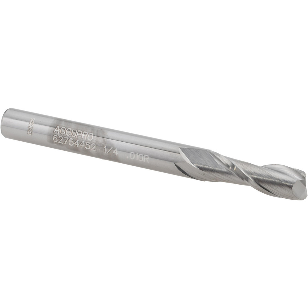 14799520 Corner Radius End Mill: 1/4" Dia, 3/4" LOC, 0.0100" Radius, 2 Flute, Solid Carbide  