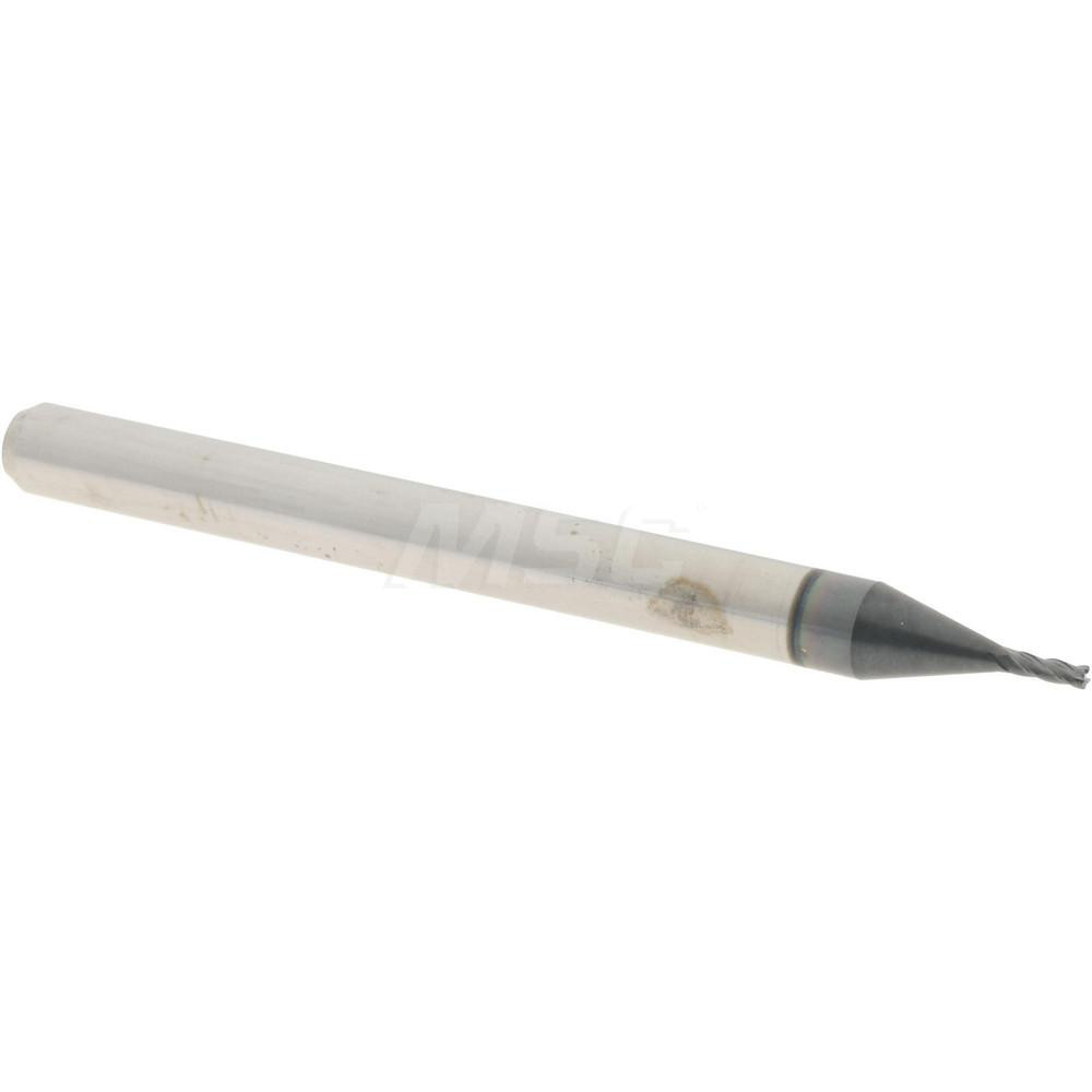 14796291 Corner Radius End Mill: 0.0312" Dia, 0.093" LOC, 0.005" Radius, 4 Flutes, Solid Carbide  