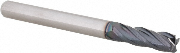 14797581 Corner Radius End Mill: 3/16" Dia, 5/8" LOC, 0.0150" Radius, 4 Flute, Solid Carbide  