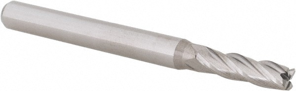 Accupro 14796338 Corner Radius End Mill: 0.1562" Dia, 0.562" LOC, 0.015" Radius, 4 Flutes, Solid Carbide 