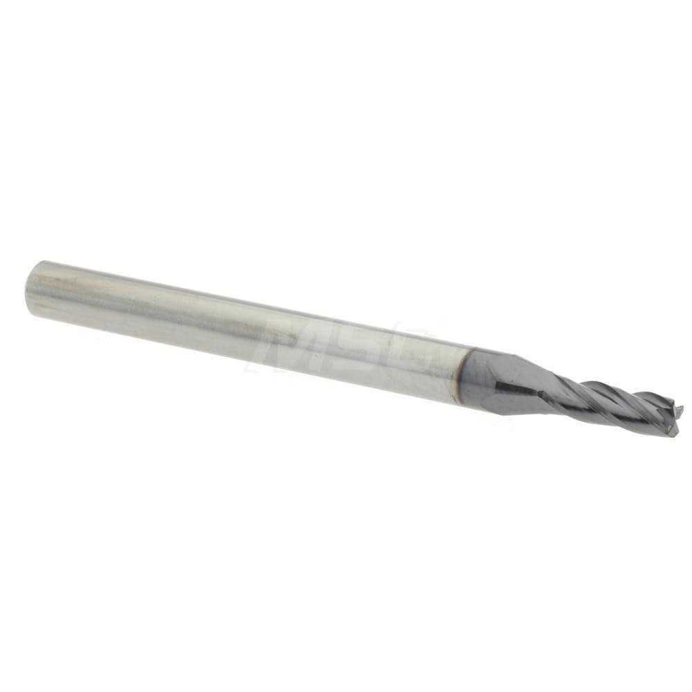 Accupro 14797563 Corner Radius End Mill: 0.085" Dia, 0.255" LOC, 0.01" Radius, 4 Flutes, Solid Carbide 