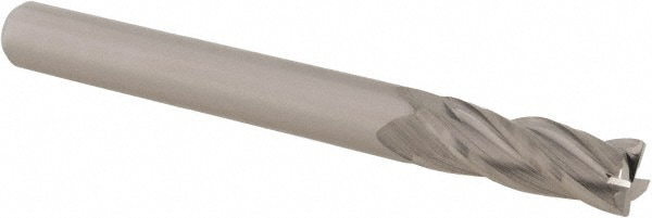 Accupro 14797587 Corner Radius End Mill: 1/4" Dia, 3/4" LOC, 0.01" Radius, 4 Flutes, Solid Carbide 