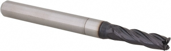 Accupro 14796337 Corner Radius End Mill: 0.1562" Dia, 0.562" LOC, 0.01" Radius, 4 Flutes, Solid Carbide 