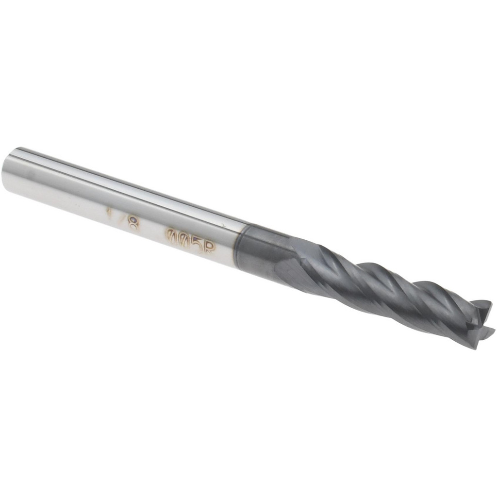 14797576 Corner Radius End Mill: 1/8" Dia, 1/2" LOC, 0.0050" Radius, 4 Flute, Solid Carbide  