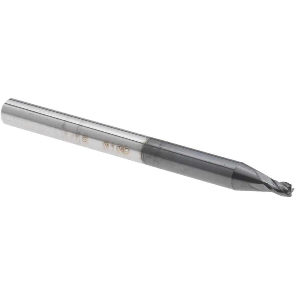 14796306 Corner Radius End Mill: 1/16" Dia, 0.083" LOC, 0.0100" Radius, 4 Flute, Solid Carbide  