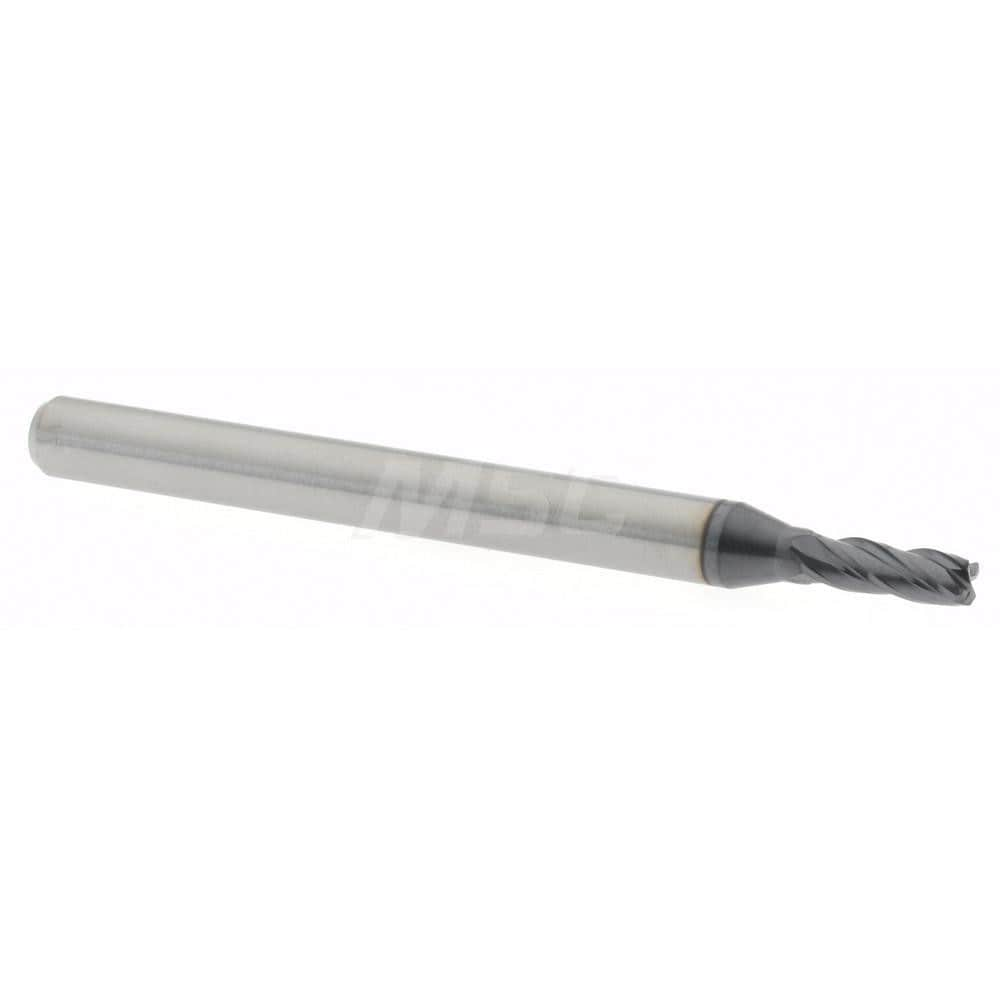 Accupro 14796316 Corner Radius End Mill: 0.0781" Dia, 0.234" LOC, 0.01" Radius, 4 Flutes, Solid Carbide 