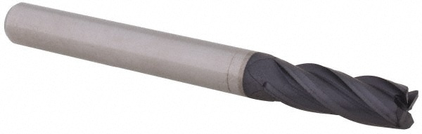 Accupro 12467986 Corner Radius End Mill: 1/4" Dia, 3/4" LOC, 0.015" Radius, 4 Flutes, Solid Carbide 