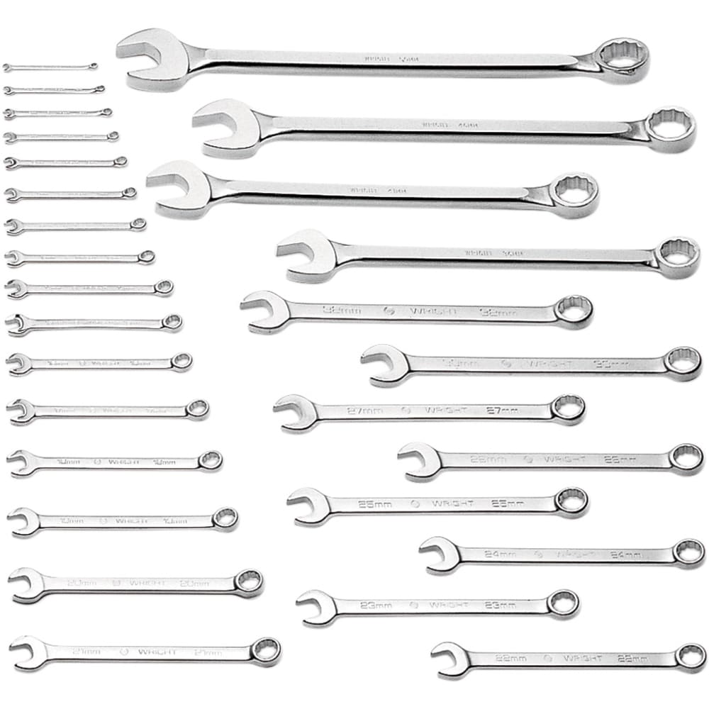 Wright Tool & Forge - Combination Wrench Set: 28 Pc, Metric