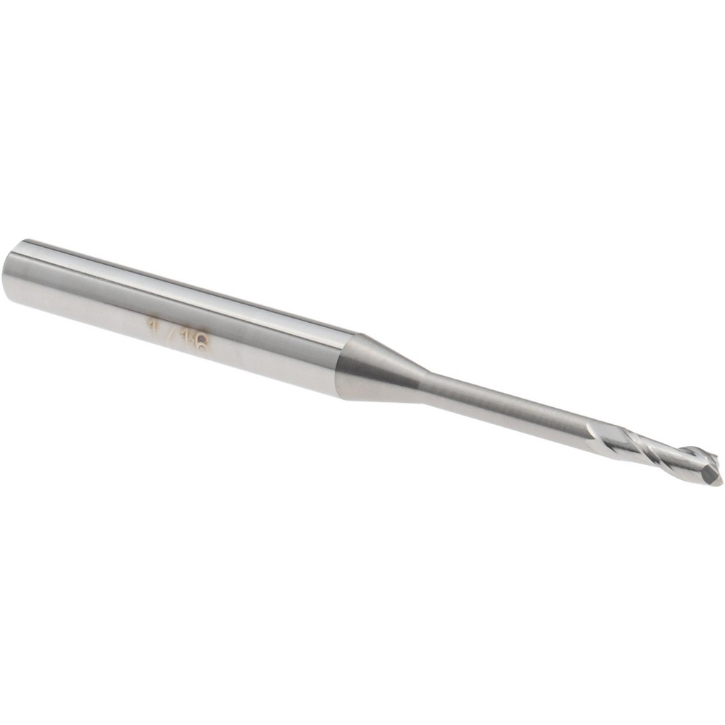 14797118 Square End Mill: 1/16 Dia, 0.186 LOC, 1/8 Shank Dia, 1-1/2 OAL, 2 Flutes, Solid Carbide  