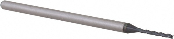 Accupro 4220 Square End Mill: 3/64 Dia, 0.4 LOC, 1/8 Shank Dia, 2-1/2 OAL, 3 Flutes, Solid Carbide 