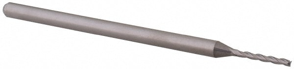 Accupro 1265 Square End Mill: 3/64 Dia, 0.4 LOC, 1/8 Shank Dia, 2-1/2 OAL, 3 Flutes, Solid Carbide 