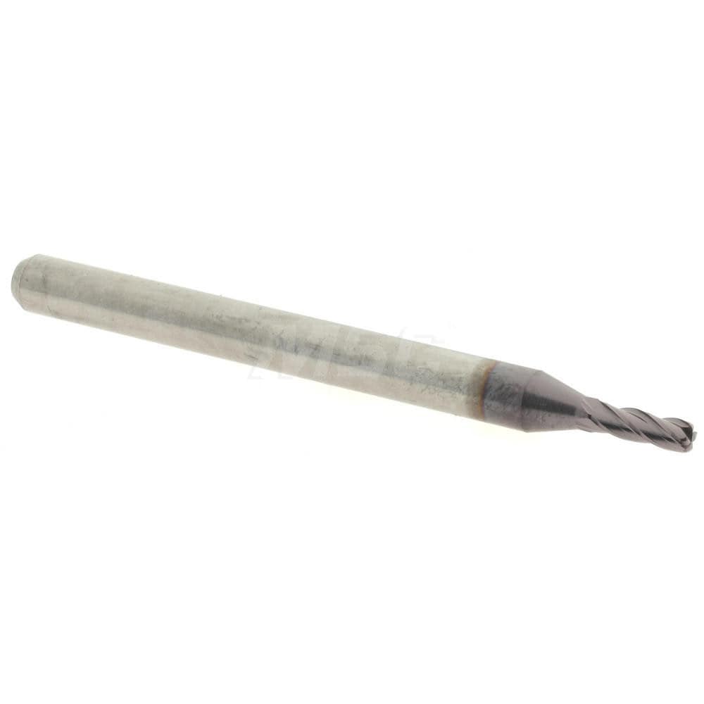 Accupro 14797567 Corner Radius End Mill: 0.065" Dia, 0.195" LOC, 0.015" Radius, 4 Flutes, Solid Carbide 