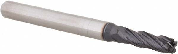 Accupro 14796341 Corner Radius End Mill: 0.1562" Dia, 0.562" LOC, 0.03" Radius, 4 Flutes, Solid Carbide 