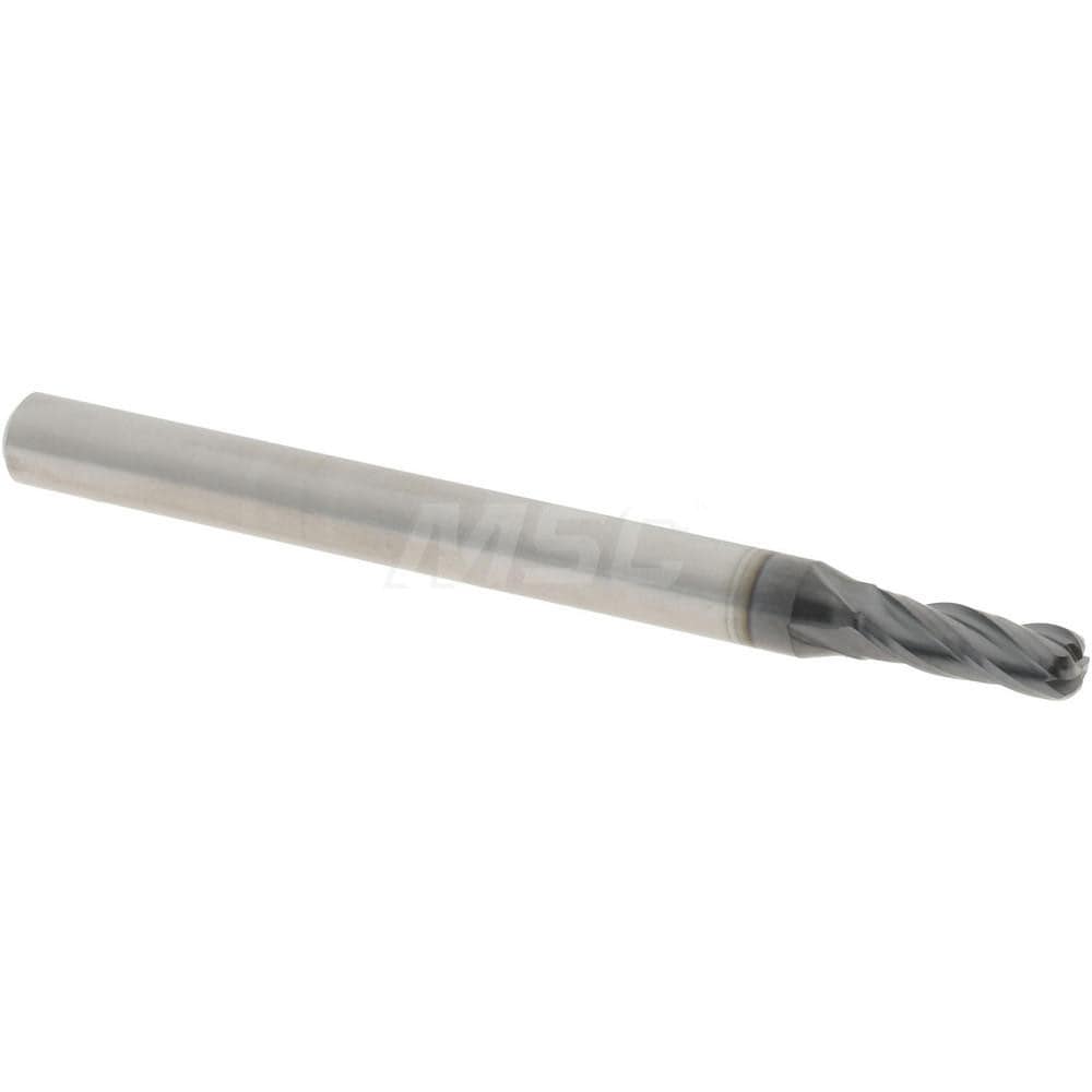 Accupro 14796322 Corner Radius End Mill: 0.0938" Dia, 0.279" LOC, 0.03" Radius, 4 Flutes, Solid Carbide 