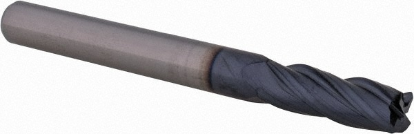 Accupro 12467994 Corner Radius End Mill: 1/4" Dia, 3/4" LOC, 0.03" Radius, 4 Flutes, Solid Carbide 