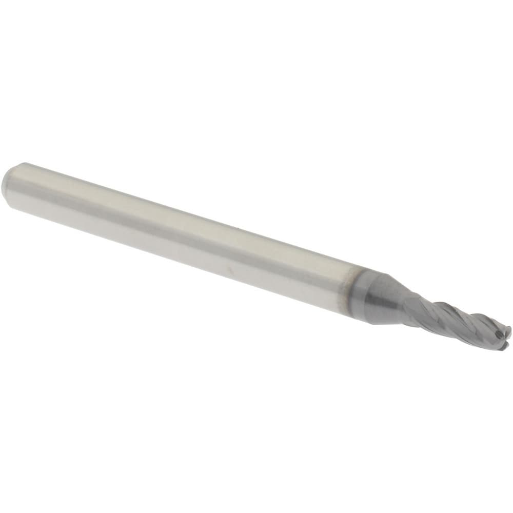 Accupro 14796310 Corner Radius End Mill: 0.0781" Dia, 0.234" LOC, 0.02" Radius, 4 Flutes, Solid Carbide 